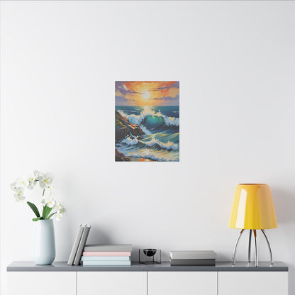 Canvas Wall Art - Coastline with Crashing Waves Landscape