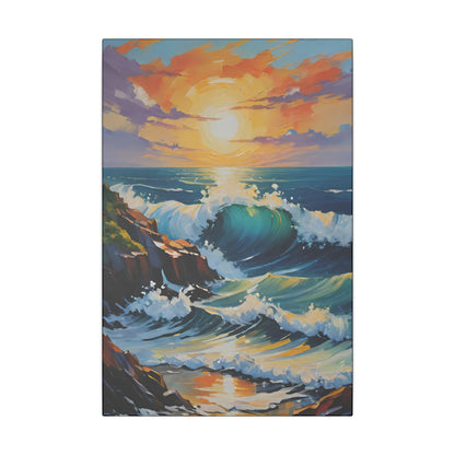 Canvas Wall Art - Coastline with Crashing Waves Landscape