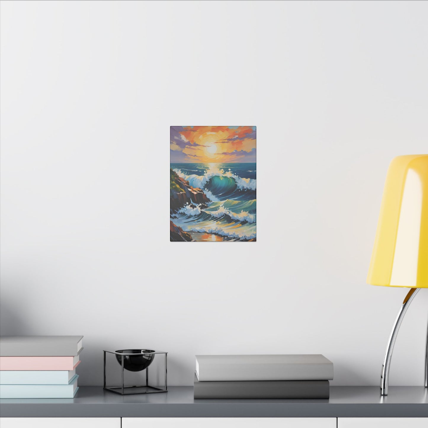 Canvas Wall Art - Coastline with Crashing Waves Landscape