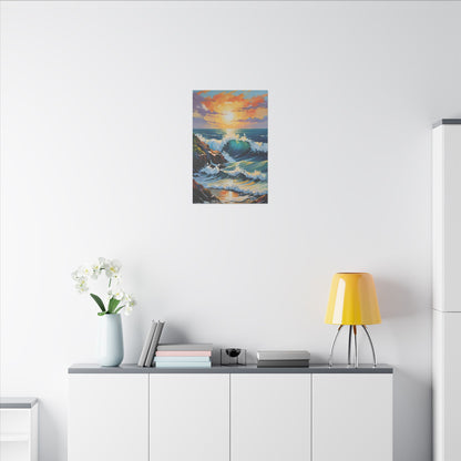 Canvas Wall Art - Coastline with Crashing Waves Landscape