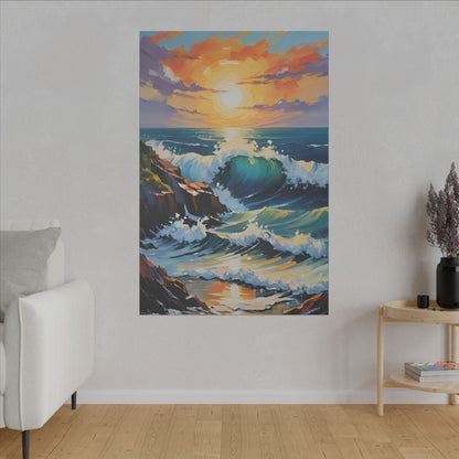 Canvas Wall Art - Coastline with Crashing Waves Landscape