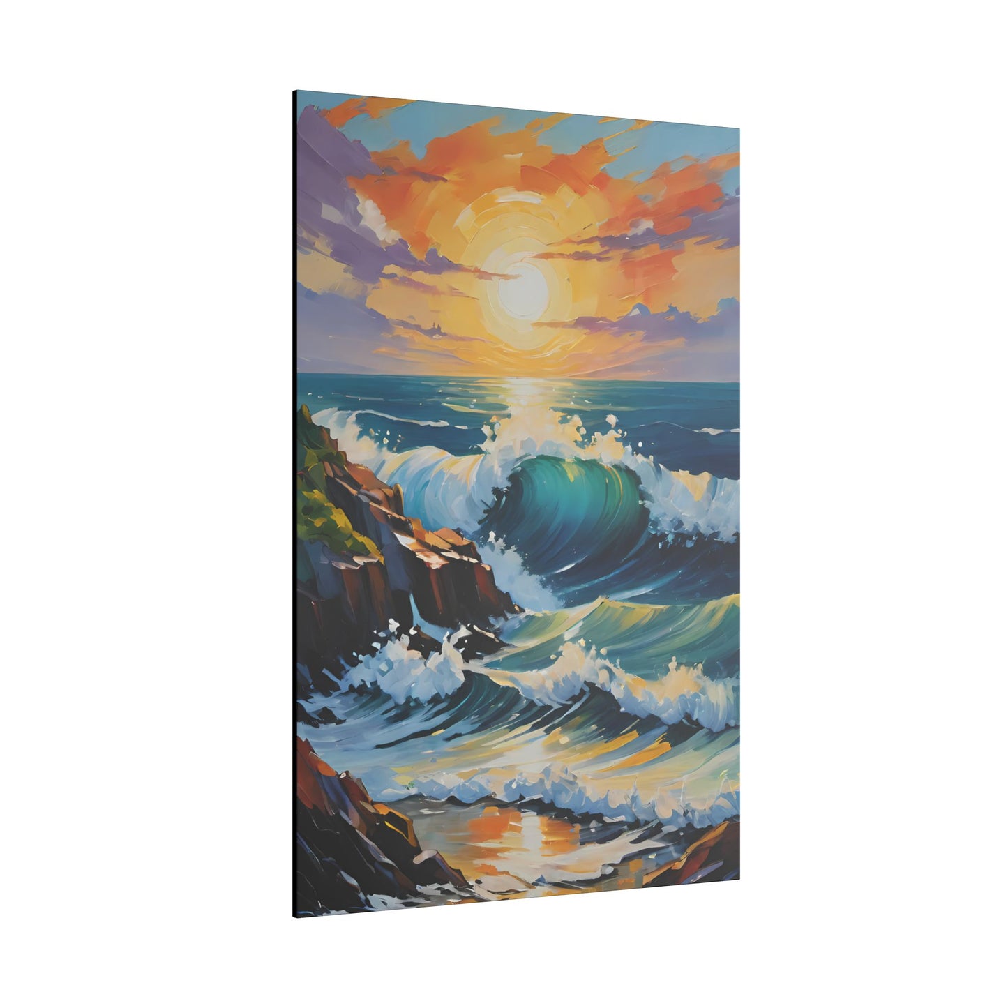 Canvas Wall Art - Coastline with Crashing Waves Landscape