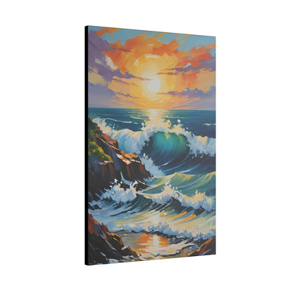 Canvas Wall Art - Coastline with Crashing Waves Landscape