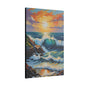 Canvas Wall Art - Coastline with Crashing Waves Landscape