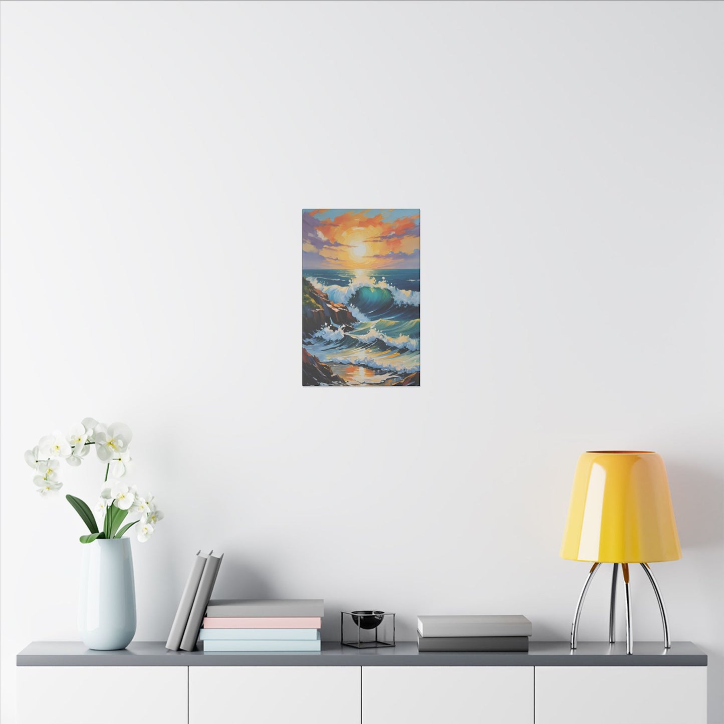 Canvas Wall Art - Coastline with Crashing Waves Landscape