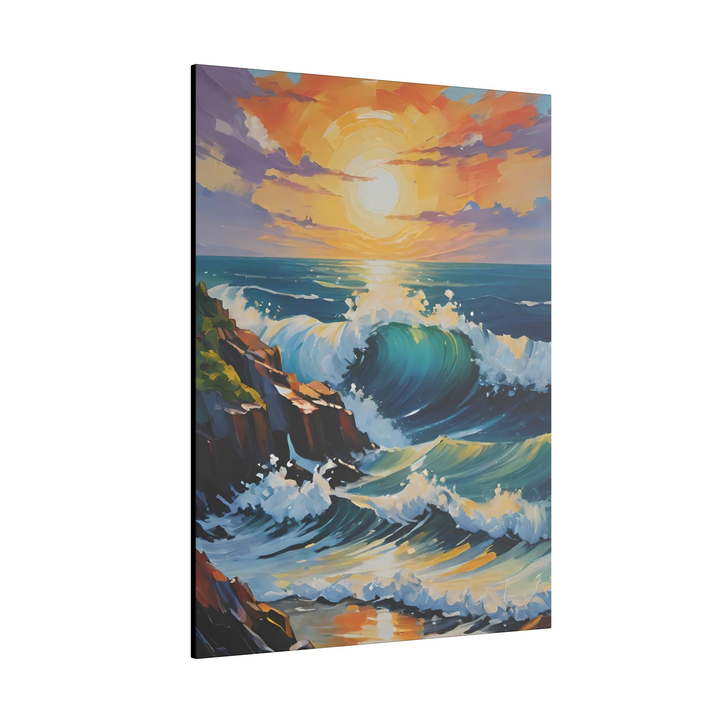 Canvas Wall Art - Coastline with Crashing Waves Landscape